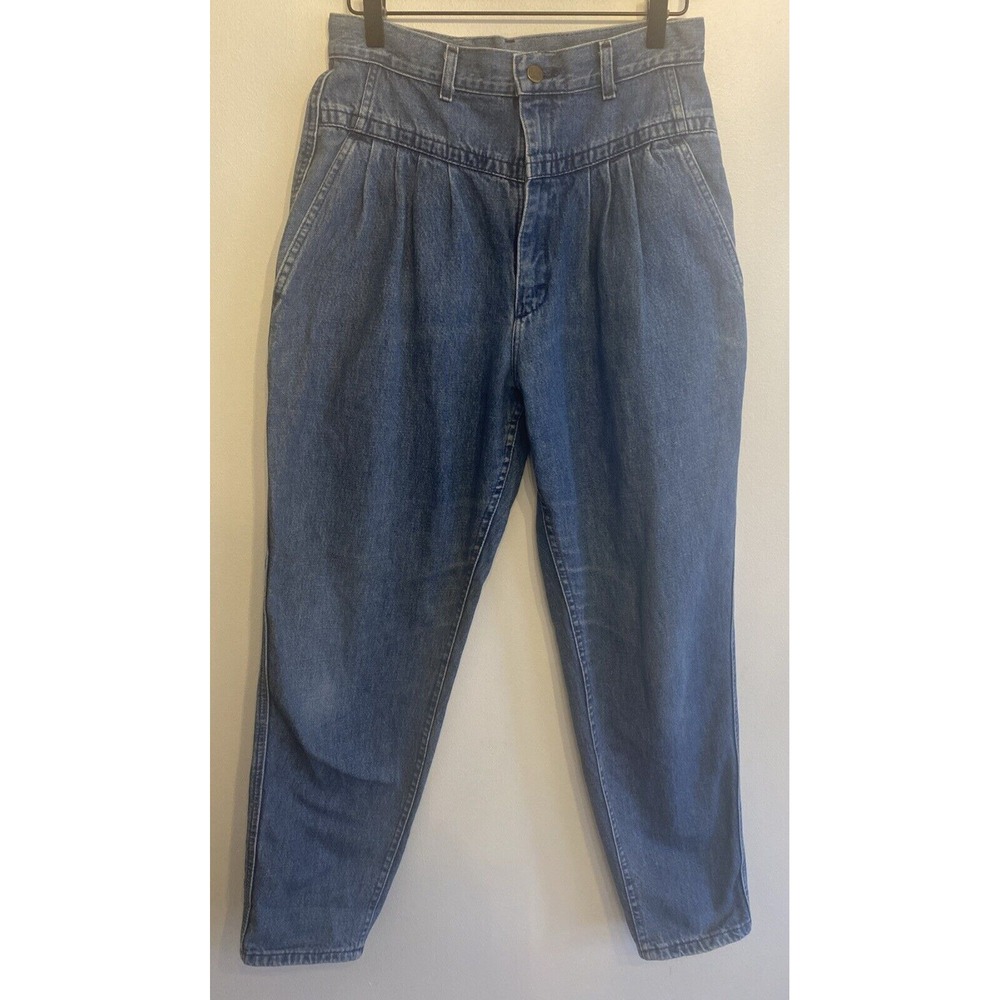 Vintage 80's Lee High Rise Mom Jeans Womens 28x28 Faded Pleated Blue Tapered Leg